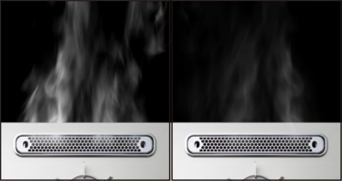 Paloma後置燃燒器 - 安裝在烤架後方的加力燃燒器中，大大減少爐外散發的煙霧和氣味