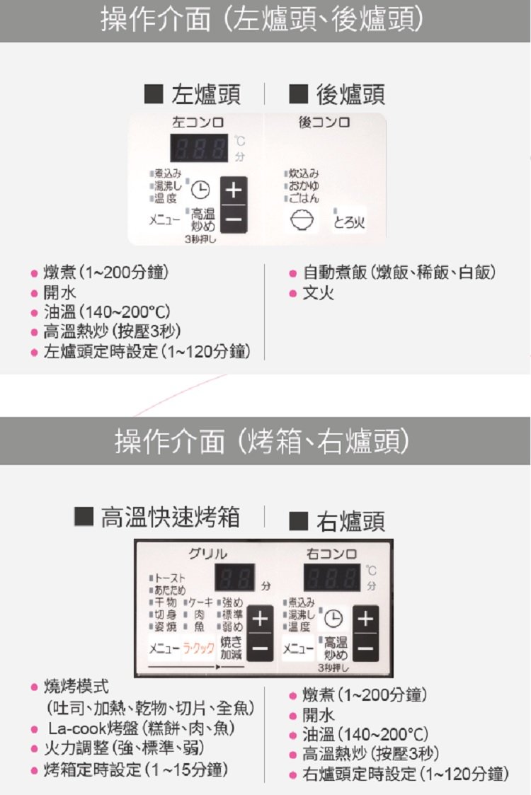 數位瓦斯爐．崁入式爐連烤PD-819WS-75CV - 型號 PD-819WS-75CV - Paloma Taiwan 產品細節